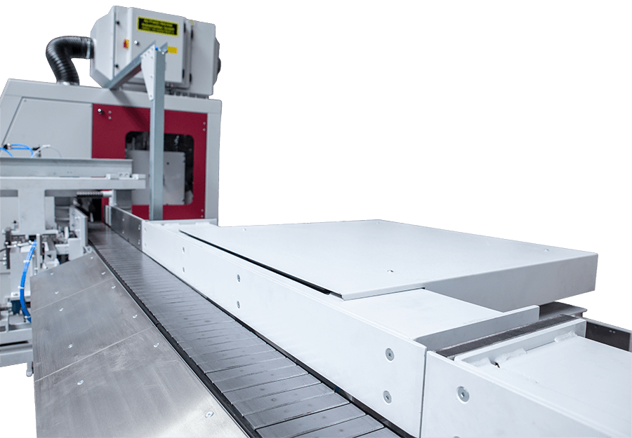 Link belt conveyor with push-off units