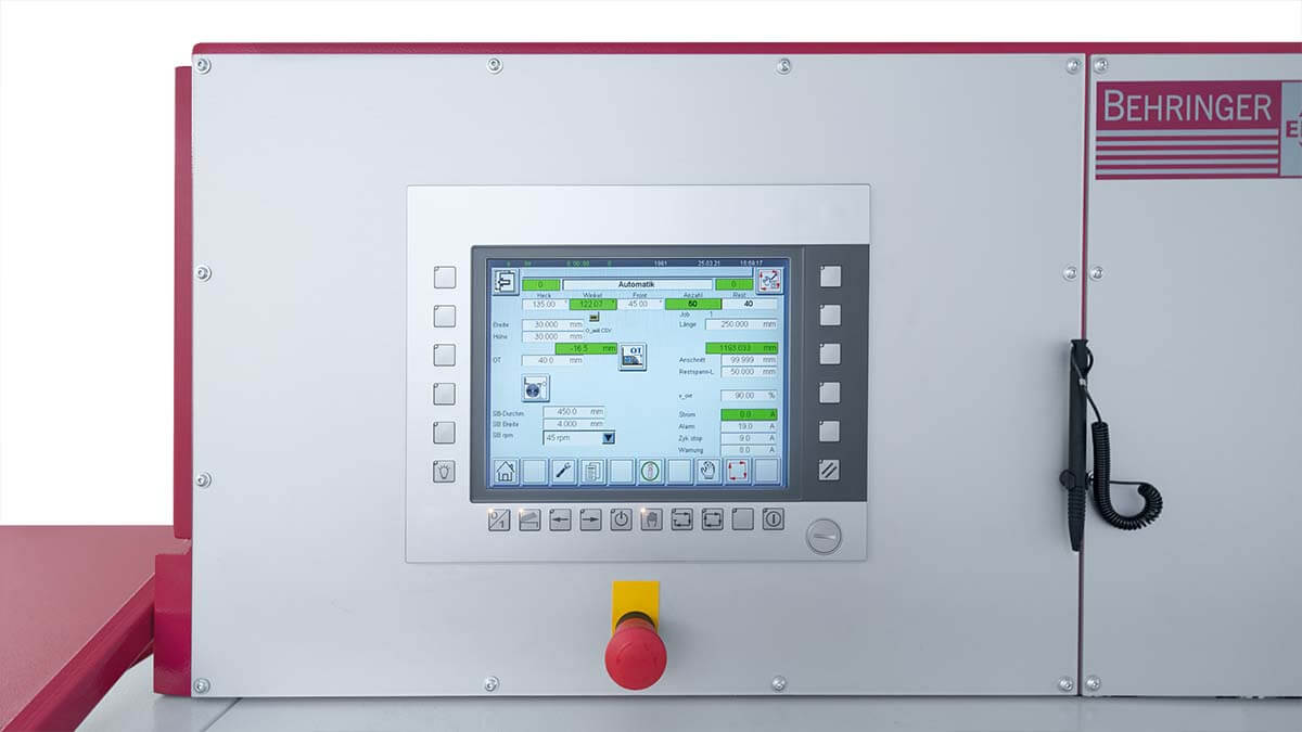 Behringer Eisele Unterflur-Kreissägeautomat PSU 450 M intuitive SPS Steuerung mit Touch-Screen